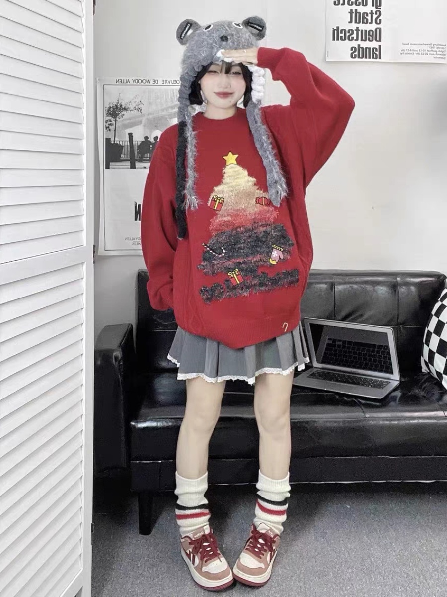 綿羊絨+仿貂質量2023新款寬鬆時尚百搭小眾女毛衣