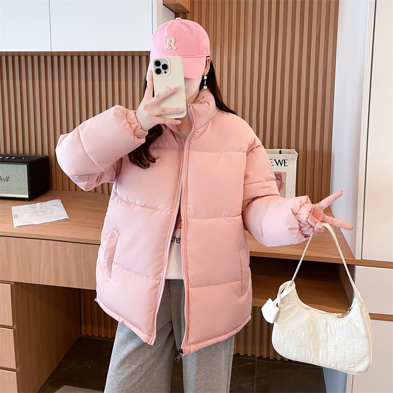 實拍加厚棉服外套女糖果色冬季學生麵包服棉衣潮流大碼胖人棉襖