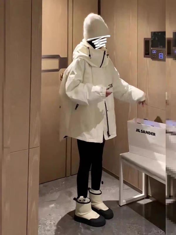 歐貨時尚衝鋒衣連帽羽絨服女冬季寬鬆百搭小個子加厚保暖棉衣外套