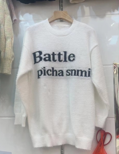 White Soft and Chewy Mink Fur Women's Sweater Autumn/Winter  New Arrival Loose Knit Thick Gentle Lazy Style High-end