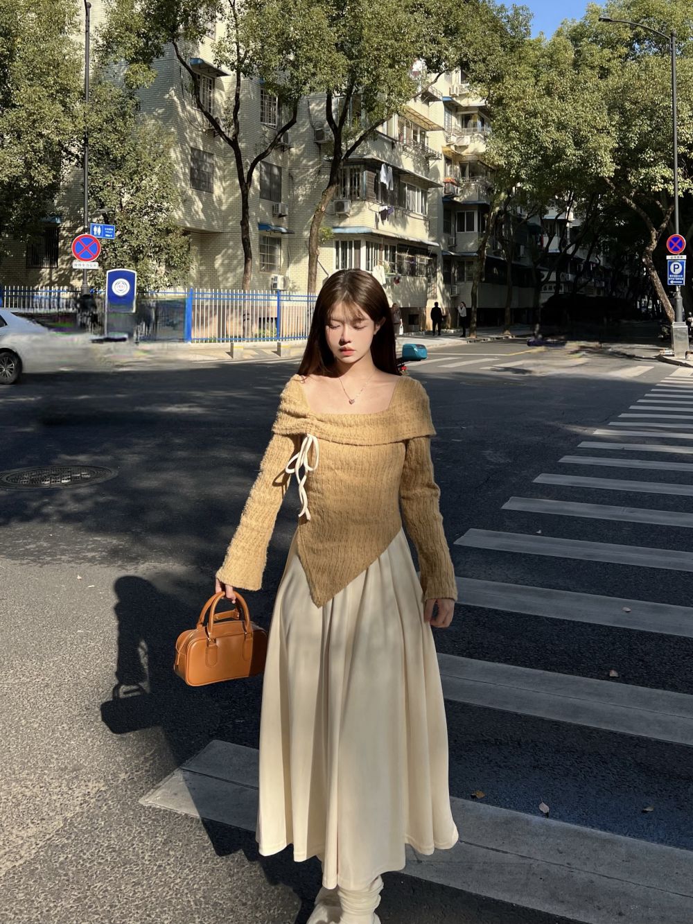 實拍三標齊法式假兩件拼接連衣裙女配大衣內搭外穿打底長袖