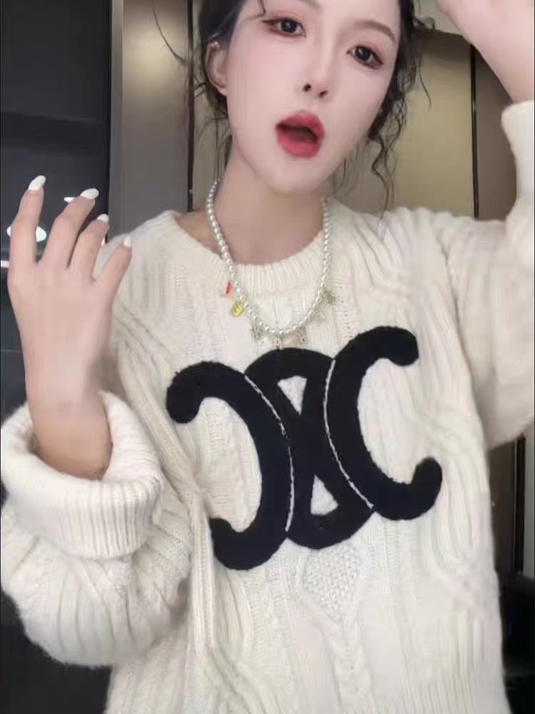軟糯親膚麻花毛衣女冬2023新款寬鬆顯瘦慵懶風加厚針織衫上衣