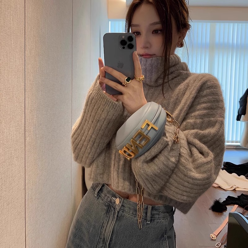 高領毛衣女秋冬加厚打底內搭韓版套頭軟糯寬鬆外穿慵懶風針織上衣