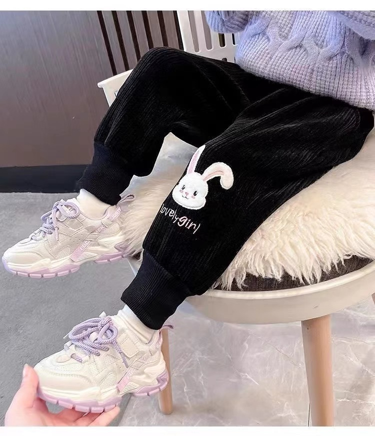 女童2023秋冬季加絨加厚新款韓版寶寶中小童冬款網紅一體絨童褲