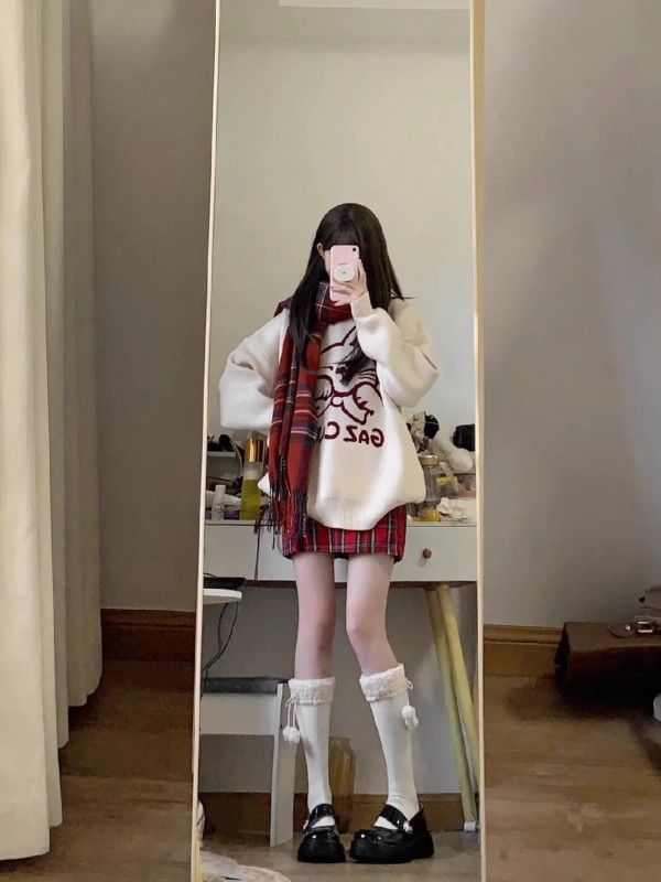 日系復古可愛軟糯毛衣女秋冬慵懶風寬鬆小個子外穿加厚套頭針織衫