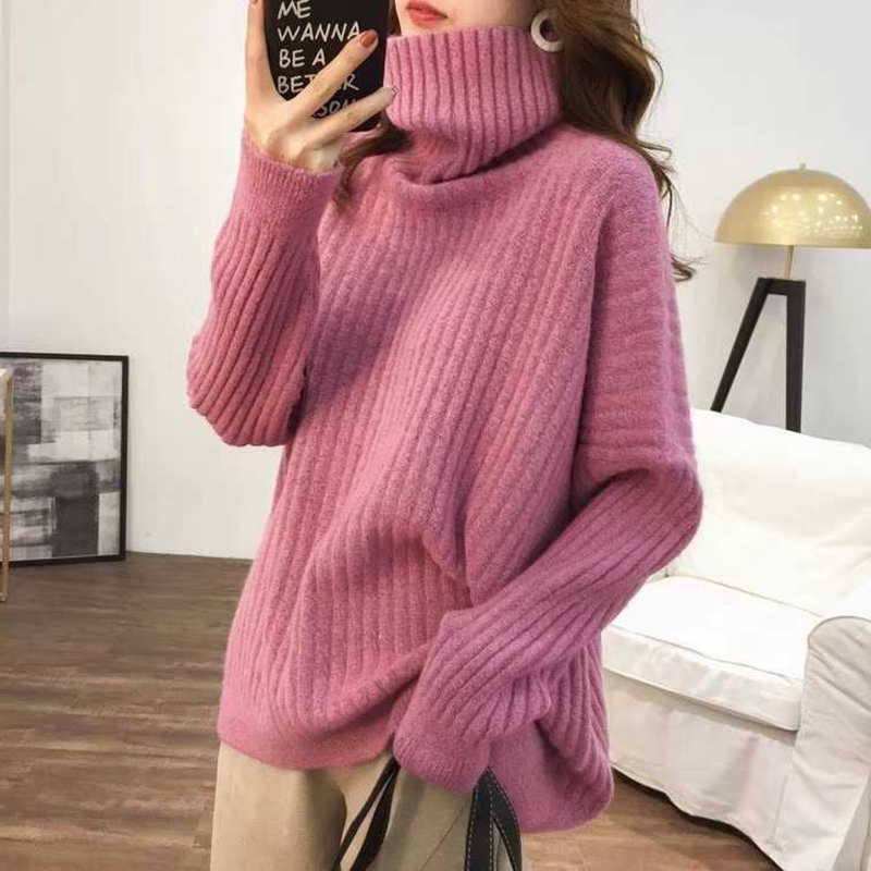 很仙的高領毛衣女寬鬆外穿2023新款套頭慵懶風洋氣打底上衣針織衫