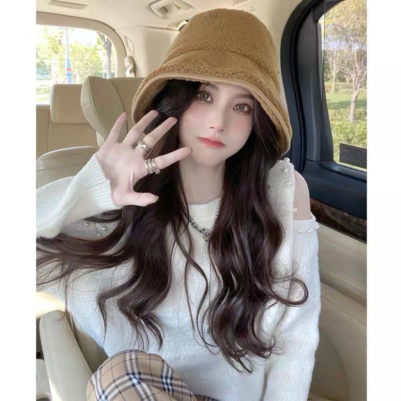 Off-shoulder knitted sweater for women, autumn and winter new style, loose design, long-sleeved pullover top, trendy for outer wear