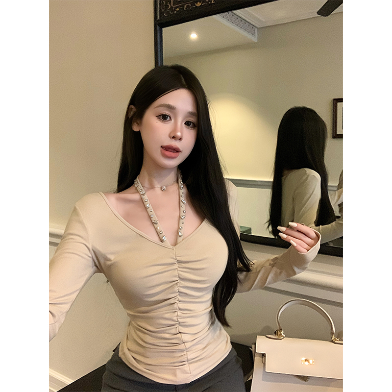 實拍 秋冬百搭掛脖內搭氣質純欲舒適打底衫女上衣