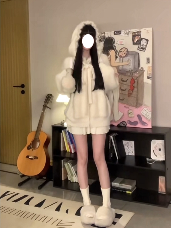 碎碎冰 捕捉白月光 軟糯連帽針織衫寬鬆純欲甜美純欲白色毛衣外套