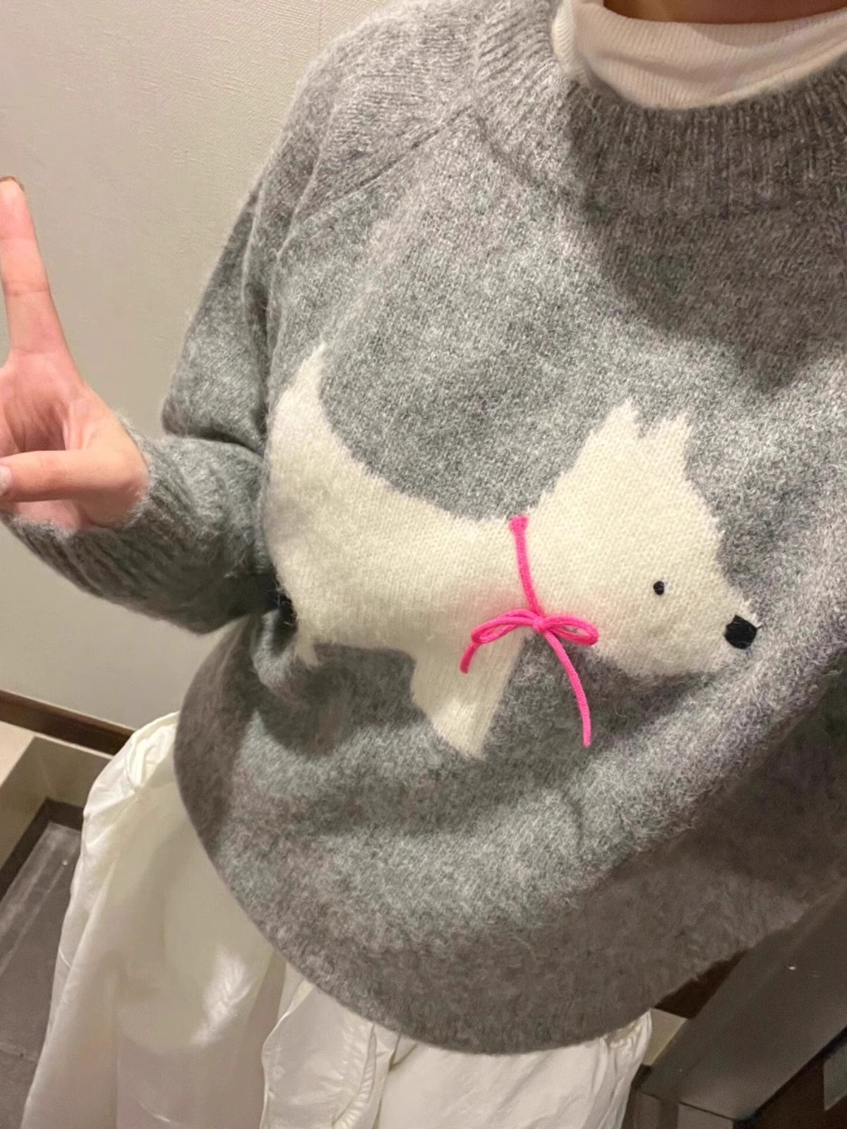 奶fufu慵懶毛衣女秋冬新款設計感甜美學院風軟糯圓領針織內搭上衣