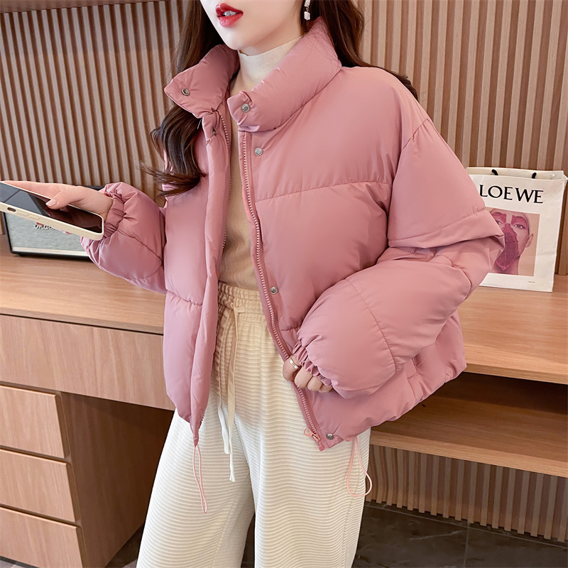 實拍2023新款羽絨棉服女韓版立領寬鬆短款小個子加厚保暖棉衣女