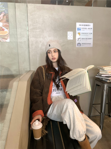 Real shot Korean original order~~stitched lamb wool reversible thick jacket