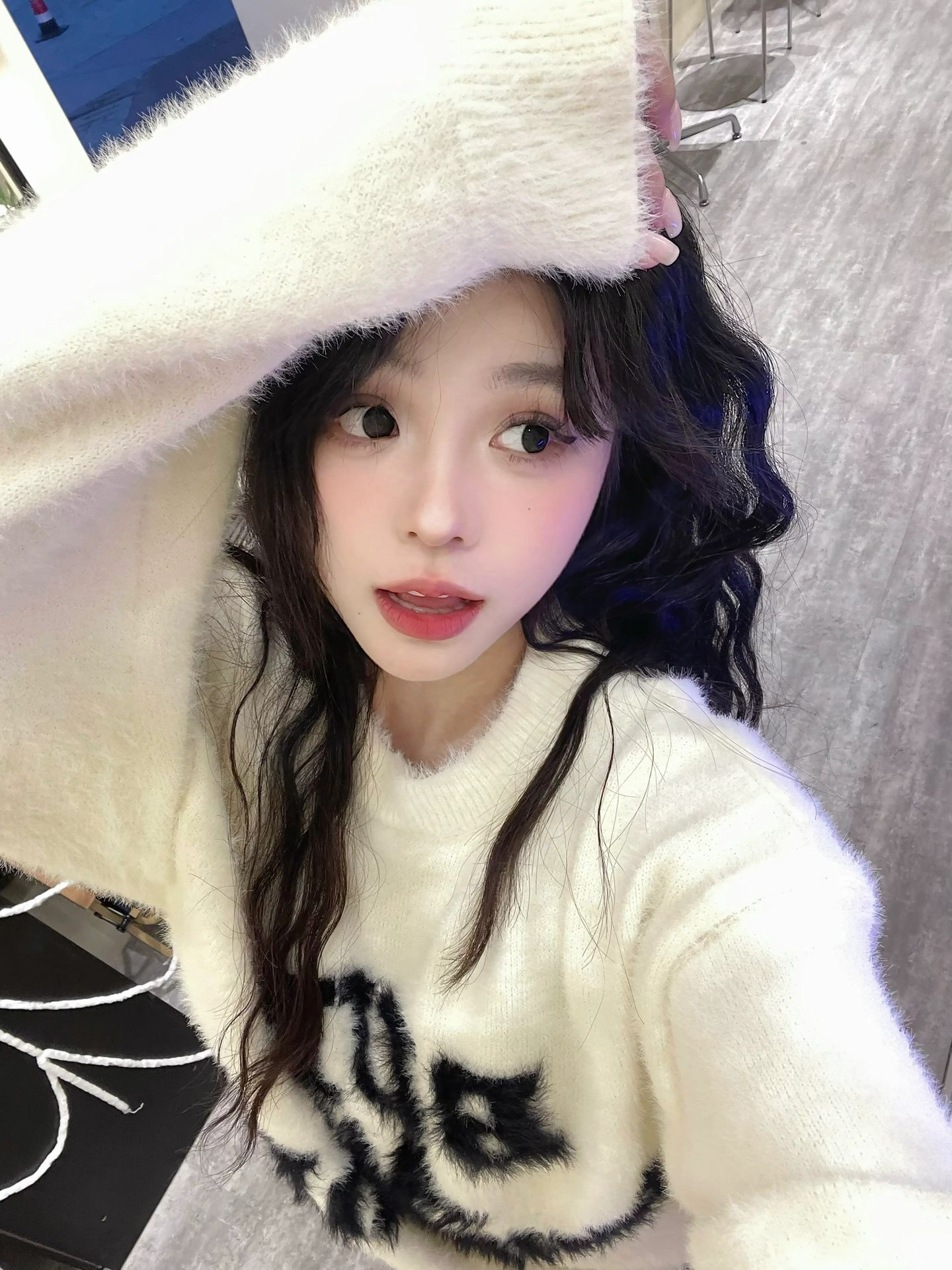 品質字母水貂絨毛衣女秋冬加厚2023新款軟糯寬鬆慵懶風針織衫