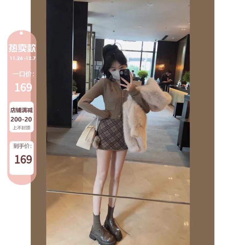 IN MIMIFACE 學院風針織開衫2023新款秋冬設計感溫柔氣質毛衣外套