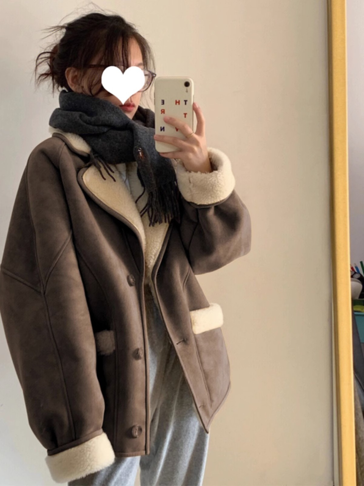 麂皮短外套女秋冬季羊羔毛2023新款小香風皮毛一體羊羔絨棉服冬季