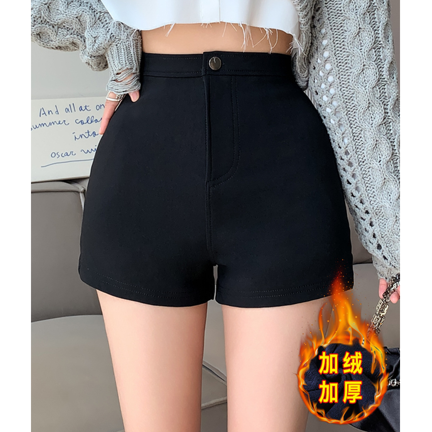 非實拍 加絨加厚黑色短褲女2023新款秋冬季高腰a字打底靴褲