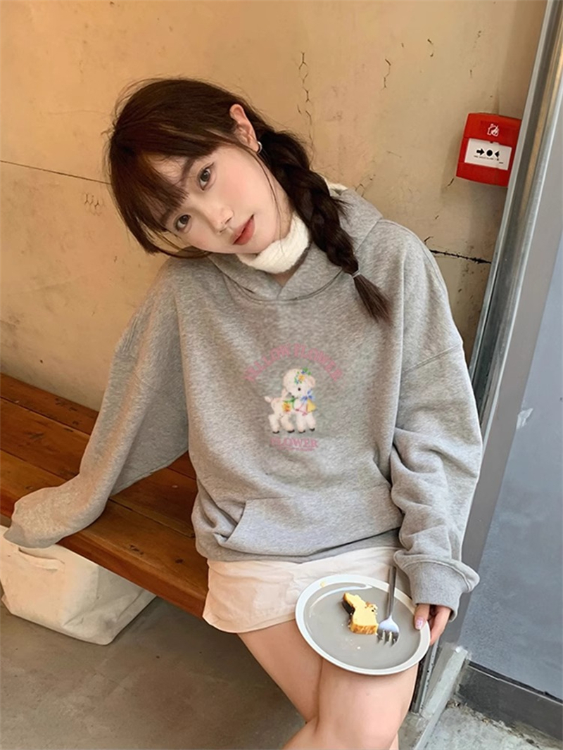 防棉華棉複合牛奶絲300克/銀狐絨400克連帽衛衣女