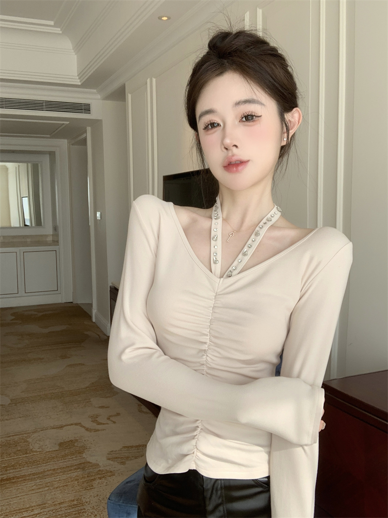 實拍 百搭掛脖內搭氣質純欲舒適打底衫女上衣T