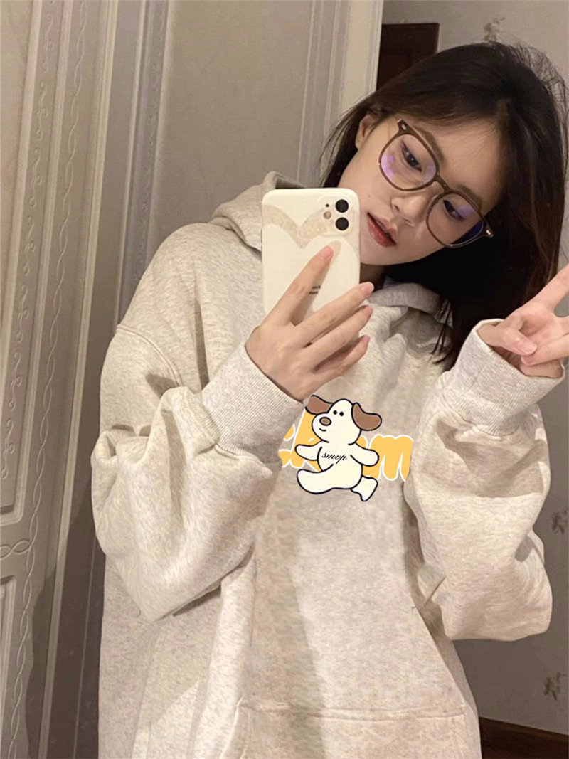 網紅新款大衛衣連帽秋冬款加絨加厚字母印花寬鬆衛衣女