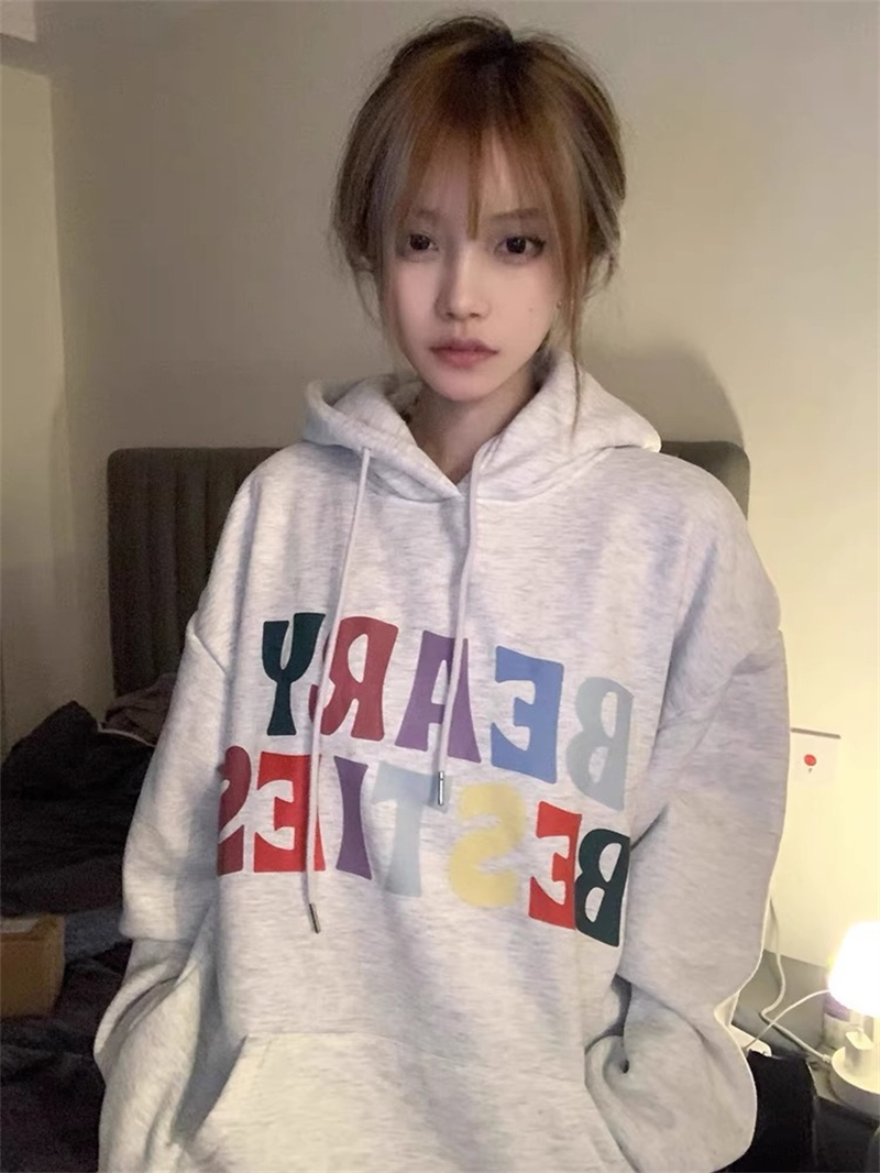 防棉華棉複合牛奶絲300克/銀狐絨400克連帽衛衣女