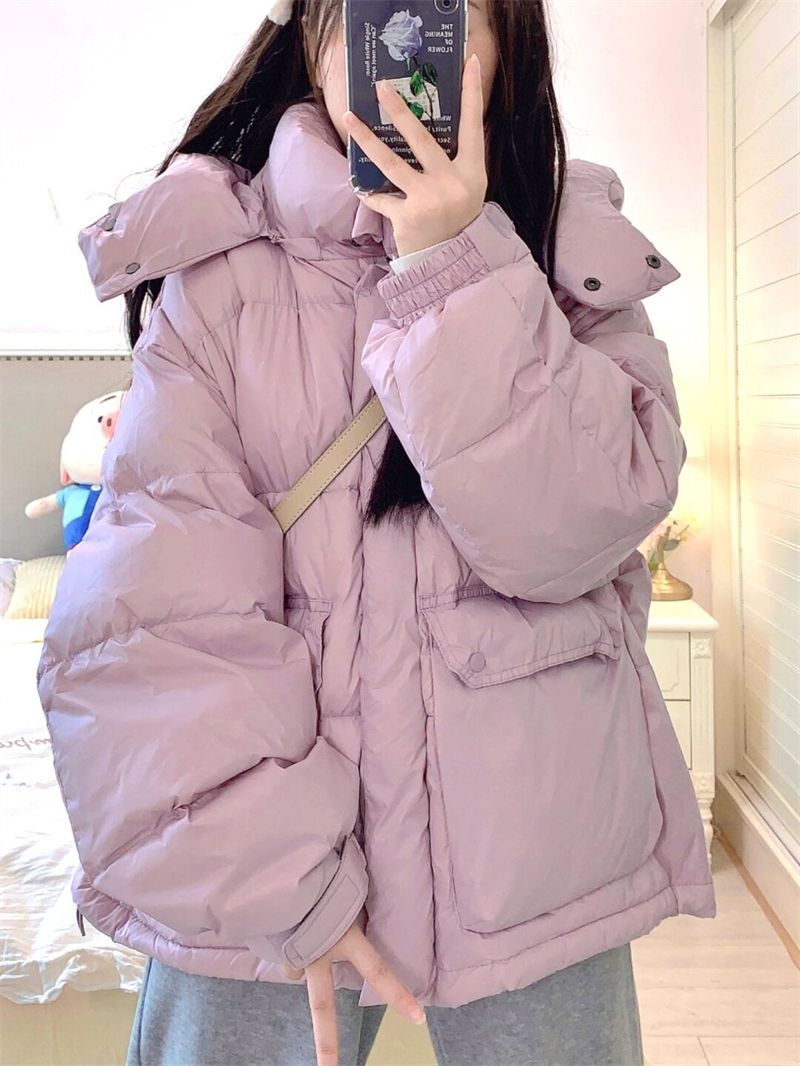 Real shot of women's cotton coat, Korean style short bread coat, small person, large size, Hong Kong style loose down jacket, student fat MM