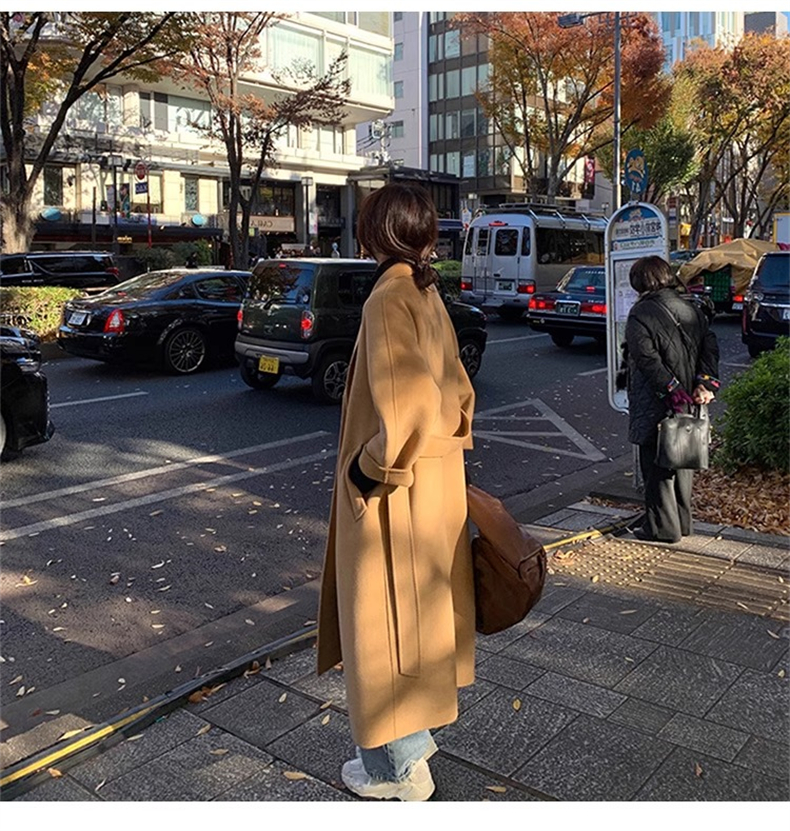 赫本風駝色大衣女秋冬高級感韓系毛呢子外套2023新款小個子中長款
