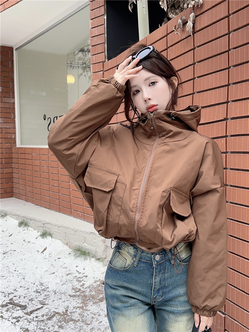 Actual shot ~ Workwear short hooded jacket 2023 winter new versatile casual small man cotton coat