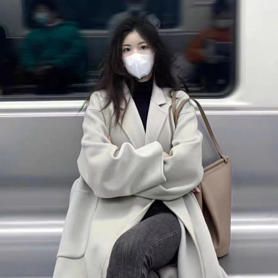 韓系氣質時尚灰色小個子毛呢外套女赫本風呢子大衣2023秋冬季新款