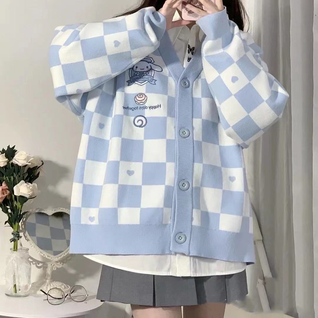 刺繡jk開衫毛衣針織衫外套上衣女玉桂狗開衫學院風可愛甜美