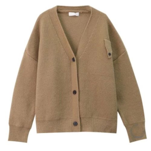 Korean lazy style single-breasted V-neck sweater jacket for women spring and autumn new design solid color loose knitted cardigan