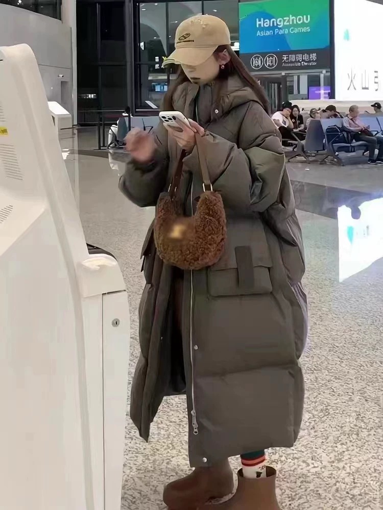 2023 New Maillard Down Jacket Women's Mid-Length Over-the-Knee Lazy Style Niche Design High-Quality Jacket