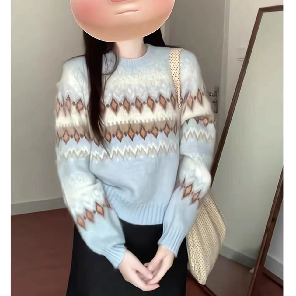 藍色針織毛衣半身裙兩件套秋冬溫柔風時尚軟糯奶系搭配一整套裝女