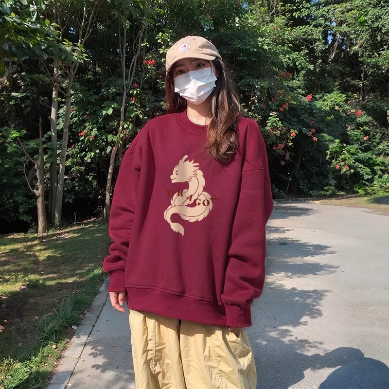 防棉華棉複合牛奶絲300克/銀狐絨400克圓領衛衣女