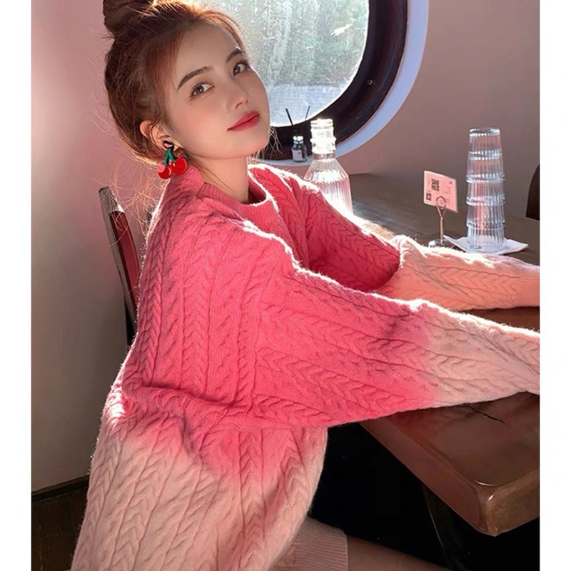 粉色針織上衣2023新款奶系軟糯春裝高級感設計感炸街毛衣女秋冬季