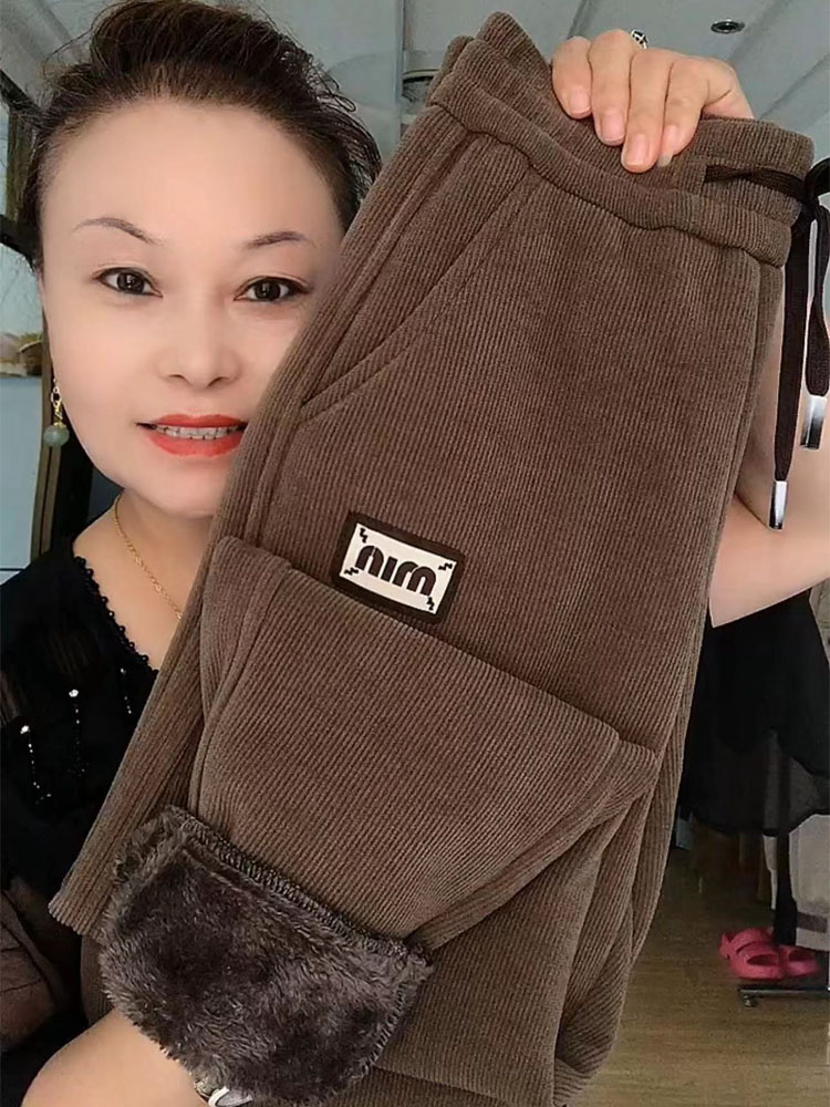 羊羔毛絨褲子女冬季新款高腰百搭加厚衛褲保暖顯瘦百搭休閒蘿蔔褲