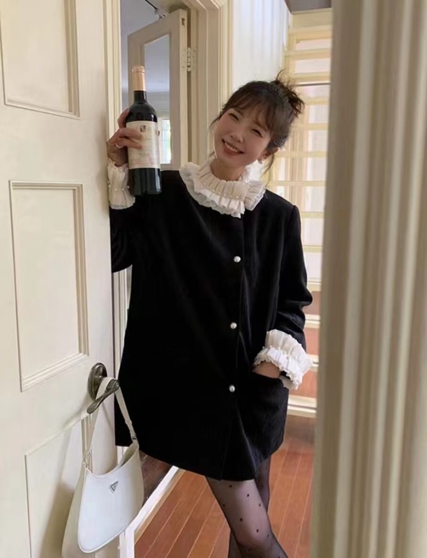 NEW OPEN2023 New style loose medium and long style lady's small fragrance style coat high-end woolen coat women's winter