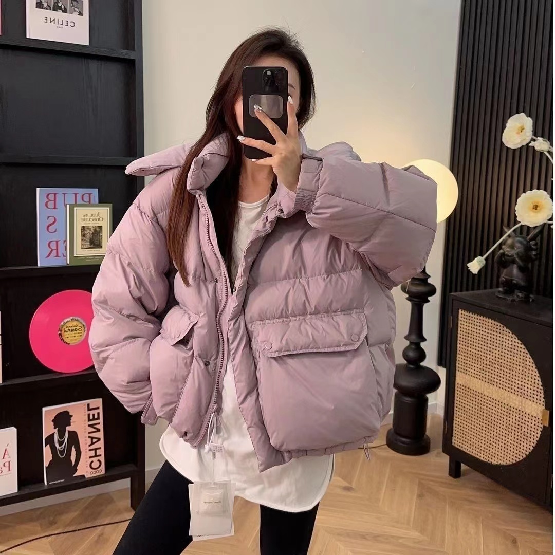 Real shot of women's cotton coat, Korean style short bread coat, small person, large size, Hong Kong style loose down jacket, student fat MM