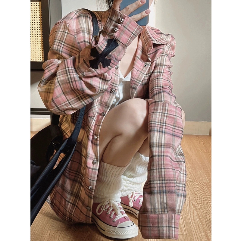 早秋襯衫上衣女2023夏季新款學院風法式設計感小眾寬鬆襯衣外套