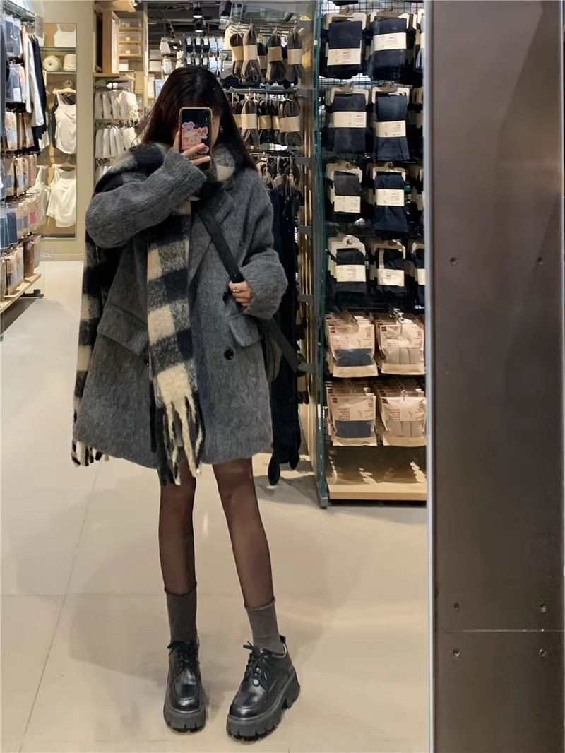 Woolen blazer women's autumn and winter new style high-end small thick woolen coat