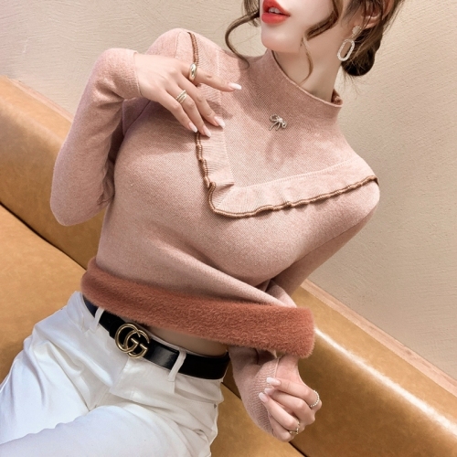 一体绒毛衣女秋冬高级感新款时髦时尚洋气加绒加厚打底衫