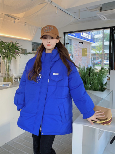 Actual shot of 2023 winter new style design pin design hooded thickened loose warm cotton jacket