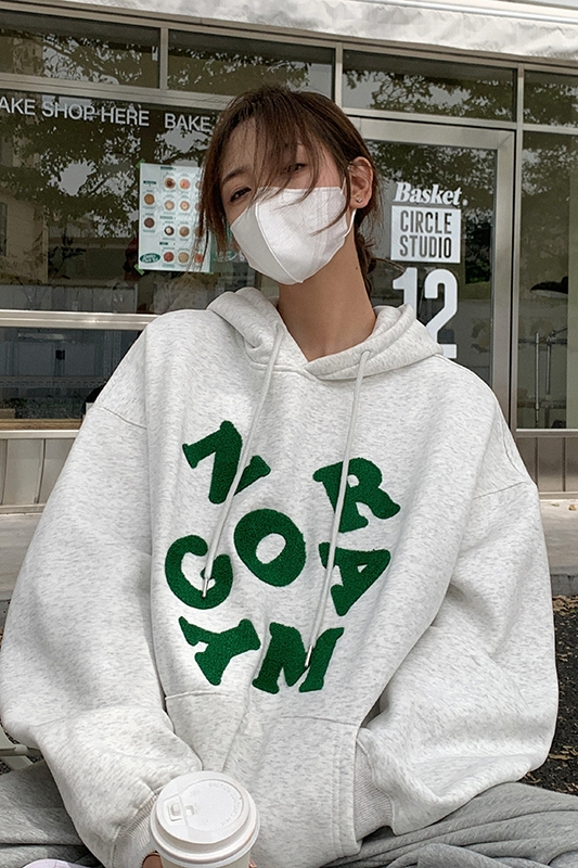 韓國東大門休閒寬鬆大碼加絨加厚大衛衣連帽秋冬款衛衣女百搭長袖