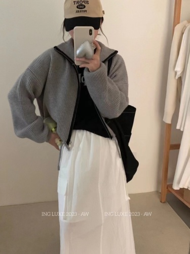 BB Home Korea Street Cool Girl Woolen Jacket Casual Daily Solid Color Sister Versatile Style Regular Length Loose