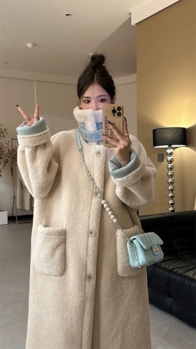  winter lamb hair deerskin velvet double-sided motorcycle jacket fur one-piece fur coat cotton coat for women with thickened stand-up collar