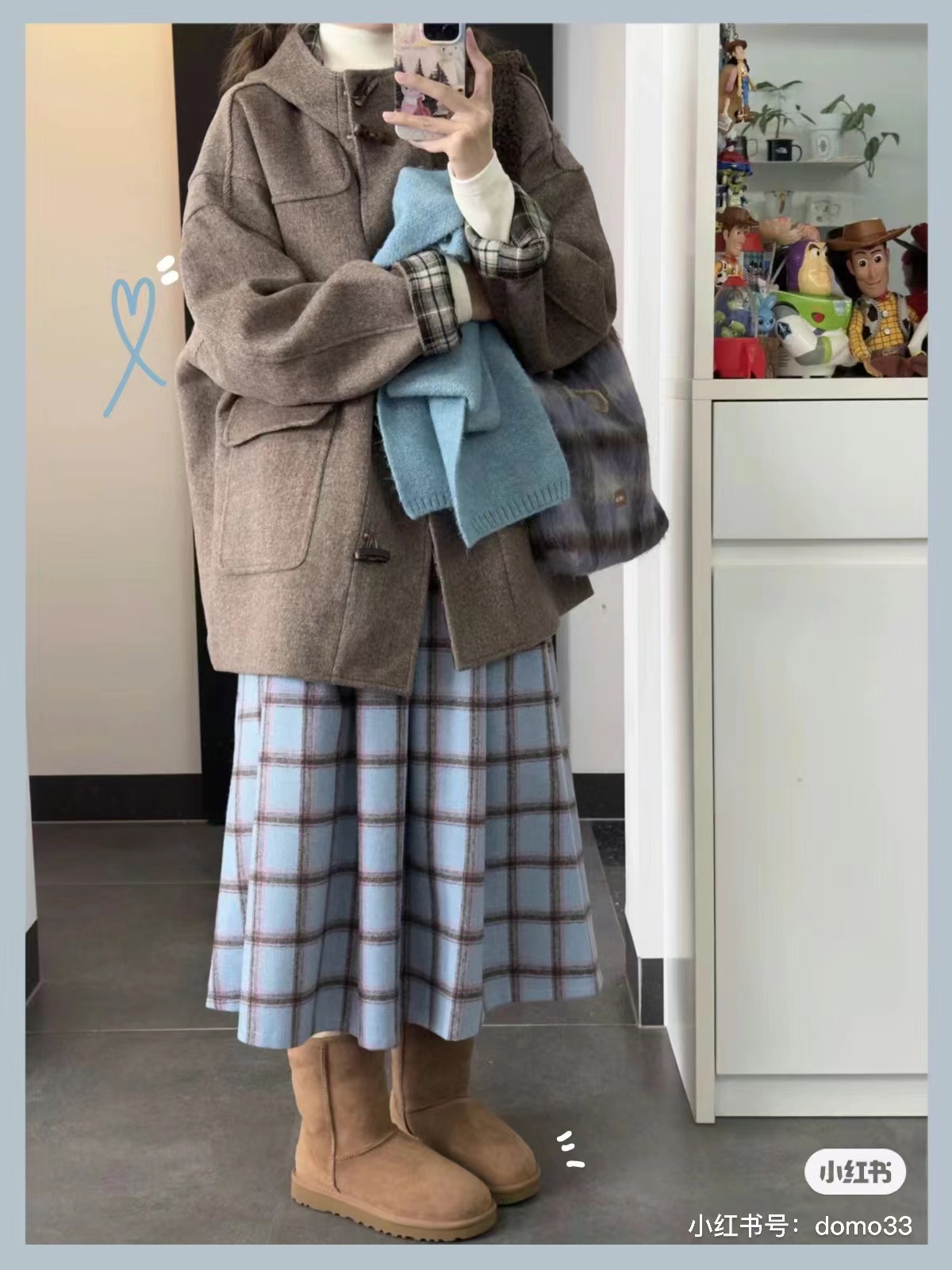 Horn button woolen coat for women autumn and winter 2023 new style small medium-length high-end woolen coat