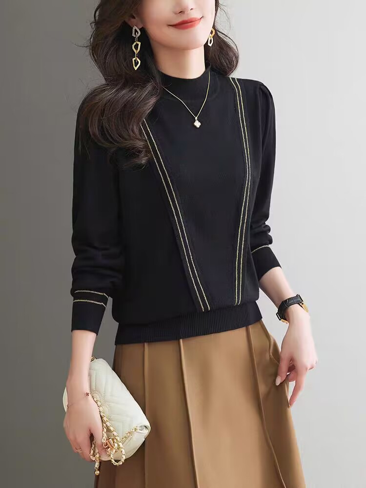 半高領毛衣女秋冬2023新款歐貨高級感上衣洋氣小衫內搭打底針織衫