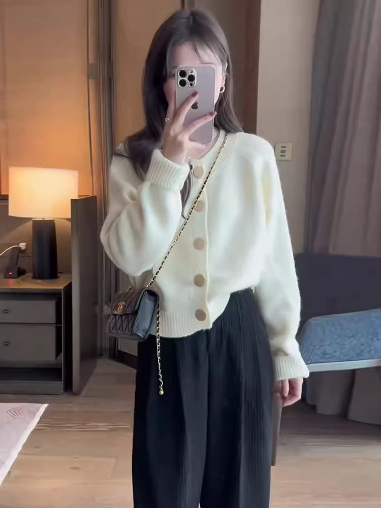 日系復古軟糯百搭毛衣針織開衫外套女
