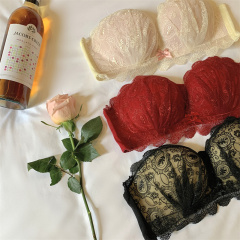 Bespoke New Year Red Lace Bralette Set with Removable Straps and No Underwire