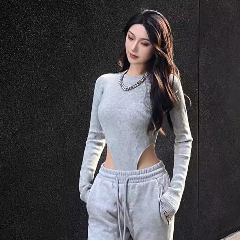 春秋連體衣女內搭洋氣高級設計感小眾修身顯瘦別致上衣