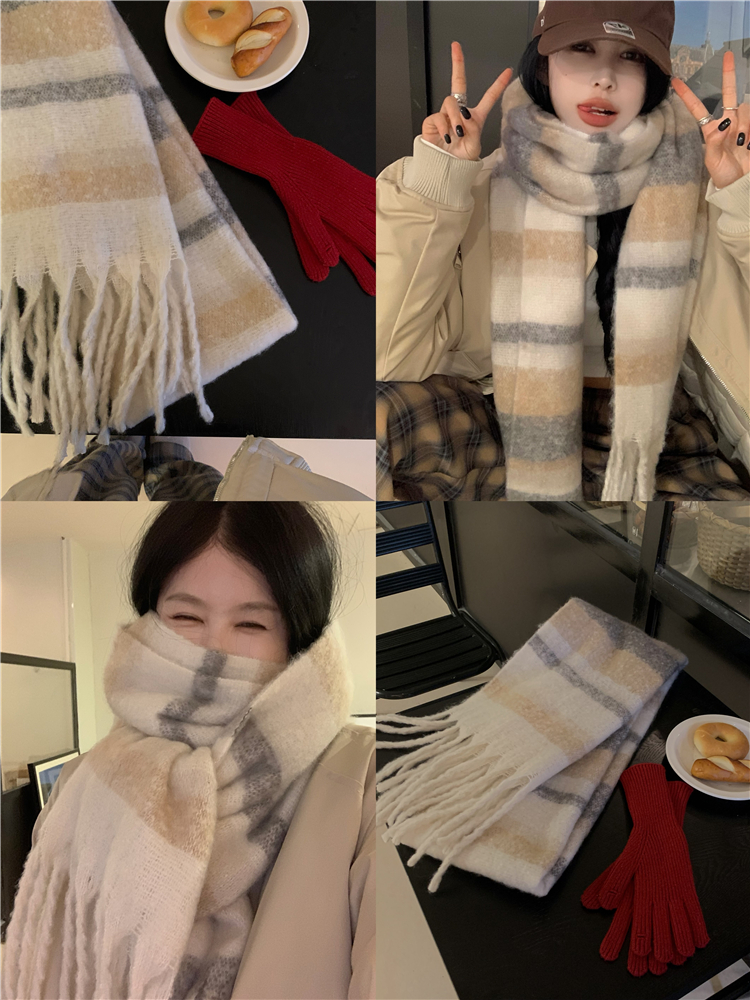 實拍  圍巾女冬季美拉德高級感韓版百搭氛圍感保暖圍脖